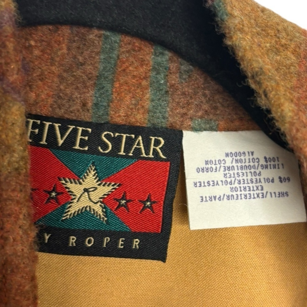 VTG Y2K Western Five Star by Roper Aztec Print Zip Front Vest Large - Picture 3 of 11